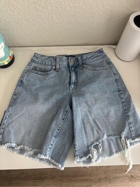 Women’s Light Blue Denim Cutoff long Shorts